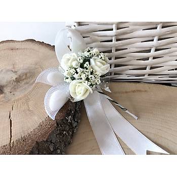 Beyaz iek ve Gl Demeti Nikah ekeri