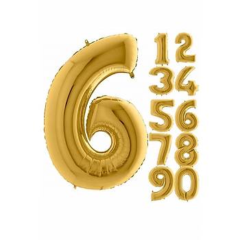 6 Rakam Gold Renk Folyo Balon 60cm