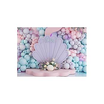 Makaron Mint Pembe Lila Deniz Kz Konsept Balon Zinciri Seti 100 Adet Balon