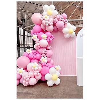Pembe Tonlar� Balon Zinciri Seti 100'l� Papatya Balon Yapma Aparat� Dahil