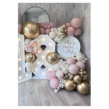 Soft Pembe Gold Krom Balon Zinciri Seti 100'l�