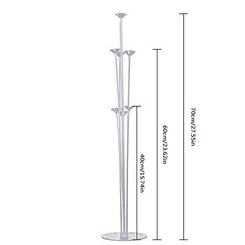 Siyah Gm 2 Ya Balonlu Balon Stand - 1 Adet Stand ve 10 Adet Metalik Balon ve 50 cm Folyo Balon