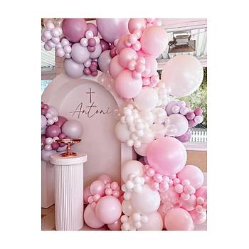 Lila Beyaz Pembe �effaf Balon Zinciri Seti 100'l�