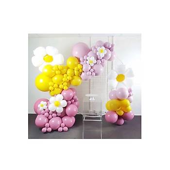 Pembe tonlar�nda papatya konsept balon zincir seti 103 l�