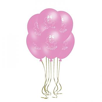 Pembe lk Di Balonu  30 cm 10 Adet