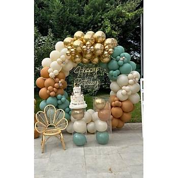 Ada ay Yeili Deniz Kumu Gold Krom Karamel Balon Zinciri Seti 100'l