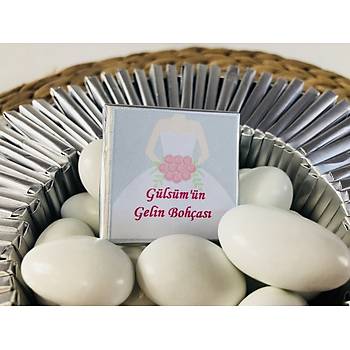 Orta Boy sim Baskl Metal Kutu Gelin ikolatas - 70 Adet ikolata 180 gr Draje