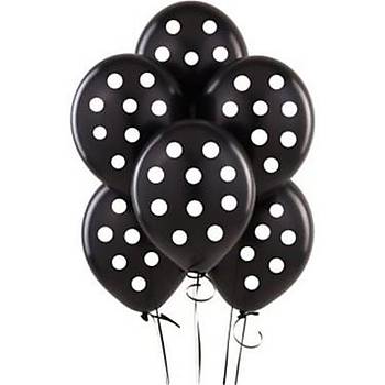 Kalisan Siyah Beyaz Puanlı Balon  30 cm 100 Adet