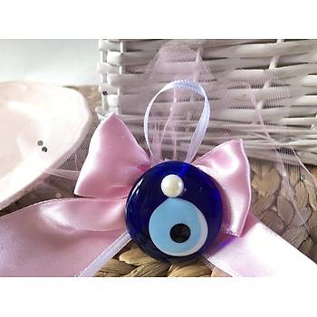 Pembe Cam Nazar Boncuklu Bebek ekeri