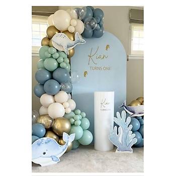 F�rt�na Mavi Ye�il Retro White Balon Zinciri Seti 100'l�