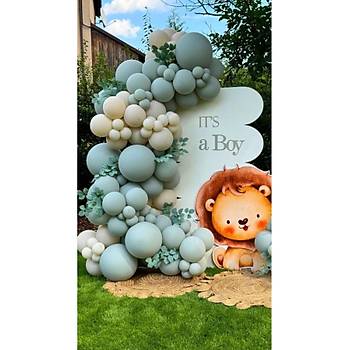 Retro K�� Ye�ili Deniz Kumu Balon Zinciri Seti 100'l�