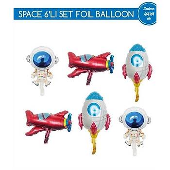 6'l Astronot Uzay Folyo Balon Seti