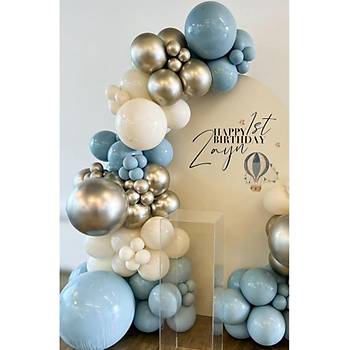 Retro Cam Mavi Balon Zinciri Seti 100'l�