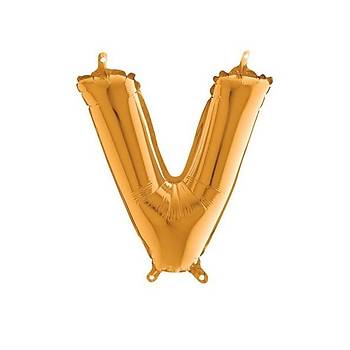 V Harfi Gold Renk Folyo Balon 60cm