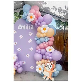 Pembe Lila Balon Zinciri Seti Papatya Temal� 103'l�