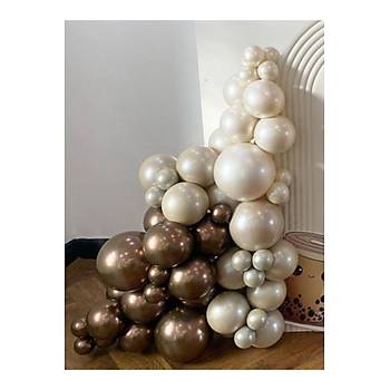 Deniz kumu retro white krom kahve balon zinciri seti 100 adet balon