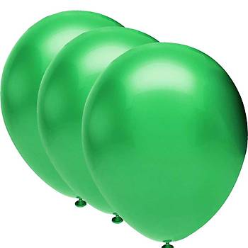 Yeil Metalik Balon - 100 Adet