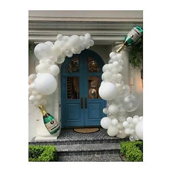 Beyaz Balon Zinciri Seti �ampanya Folyo Balonlu 101 Par�a