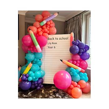 Turkuaz Fu�ya Turuncu Mor Balon Zinciri Seti 103'l�