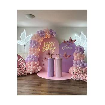 Makaron Lila pembe balon zinciri seti 100 l