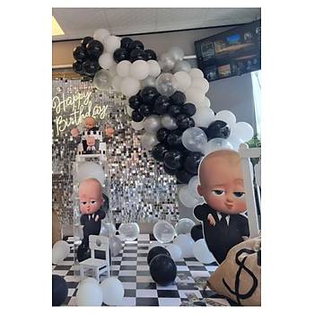 Siyah Beyaz G�m�� Krom Balon Zinciri Seti