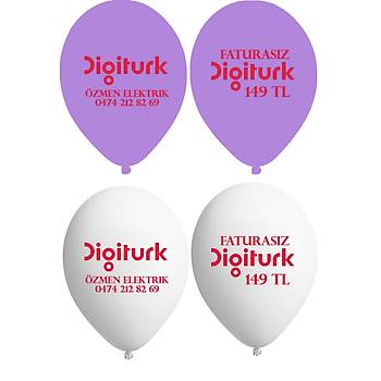 Logo Baskl Balon 12 inc 1000 Adet - ift Yn Tek Renk & Tek yn ift Renk  2+0