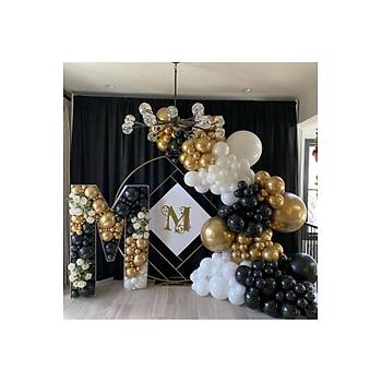 Siyah Beyaz Gold Krom Balon Zinciri Seti 100l�