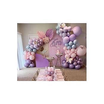 Retro Pembe Lila Do�um G�n� Balon Zinciri Seti 100'l�