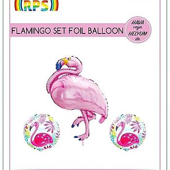 3'lü Flamingo Folyo Balon Seti