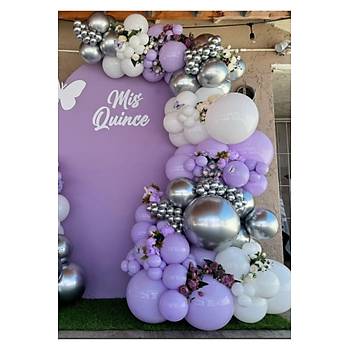 Beyaz Lila G�m�� Balon Zinciri Seti 103'l�