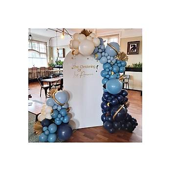 Gece mavisi cam mavi uzay konsept balon zinciri seti 100 adet balon