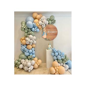 S�tl� Kahve Mavi Ye�il Balon Zinciri Seti 100'l�