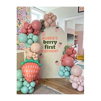 Pudra Pembe Clay Pink K�� Ye�ili Balon Zinciri Seti 100'l�