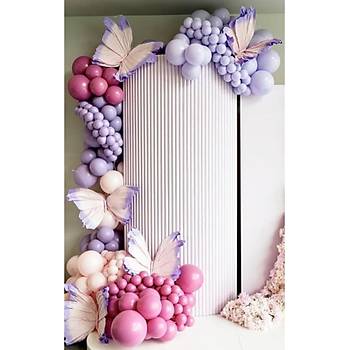 Yaban �ile�i retro pink blush lila balon zinciri seti 100 l�