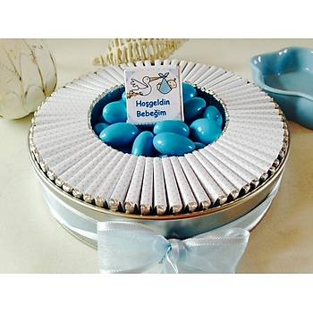 Orta Boy sim Baskl Metal Kutu Bebek ikolatas - 70 Adet ikolata 180 gr Draje
