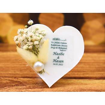 Sz Nian Kna Hediyesi - Beyaz Kalp Epoksi Magnet Nikah ekeri