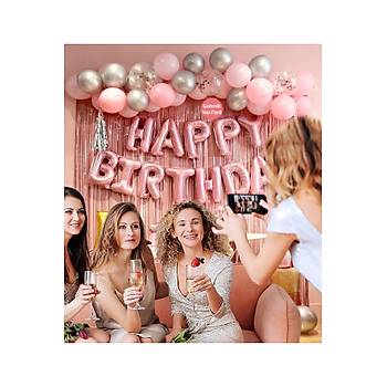 Pembe Renk Temal� Do�um G�n� Parti Seti, Kad�nlar ve Gen� K�zlar i�in Happy Birthday Do�um G�n� Seti