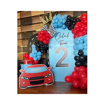 K�rm�z� mavi siyah balon zinciri seti 100 l�