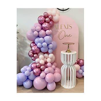 Pembe Lila Pembe Krom Balon Zinciri Seti 100'l