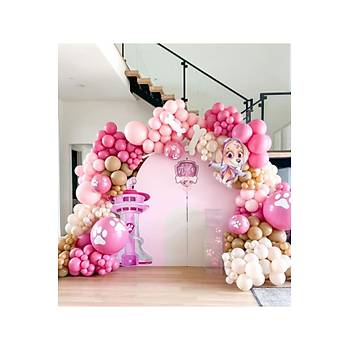 Candy Pink �eker Pembe Makaron Pembe Deniz Kumu Balon Zinciri Seti 100'l�