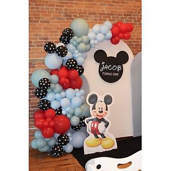 MAvi K�rm�z� Siyah Puanl� Balonlu Balon Zinciri Seti 100'l�