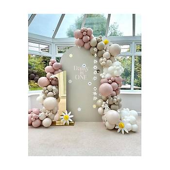 Soft pembe deniz kumu retro white balon zinciri seti 100 l�