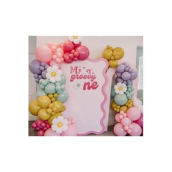 Lila Mor Zerde�al Renkli Retro Balon Zinciri Seti 100'l�