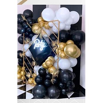 Gece Mavisi Gold Krom ve Beyaz Balon Zinciri Seti 100 'l�