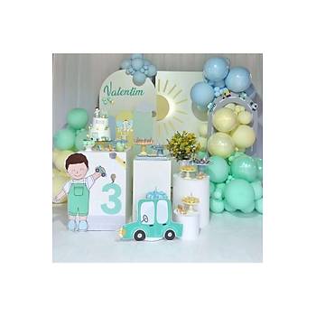 Makaron Mavi Mint Sar� Balon Zinciri Seti 100'l�