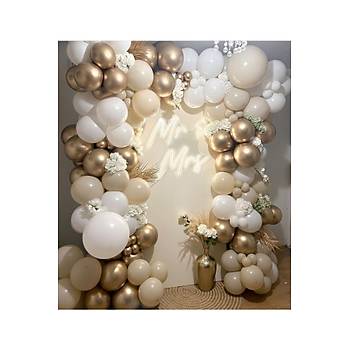 Gold krom deniz kumu beyaz balon zinciri seti 100 l�