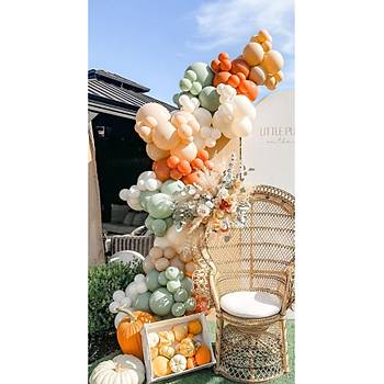 KI� ye�ili somon yan�k turuncu balon zinciri seti 100 adet balon ve zincir