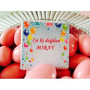 Orta Boy sim Baskl Metal Kutu Doum Gn ikolatas - 70 Adet ikolata 180 gr Draje