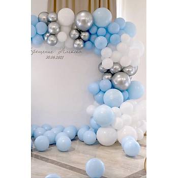 Krom G�m�� Bebe Mavi Beyaz Balon Zinciri Seti 100'l�