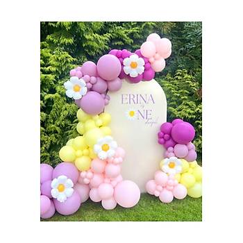 M�rd�m Pembe Sar� Papatya Folyo Balonlu Balon Zinciri Seti  103'l�
